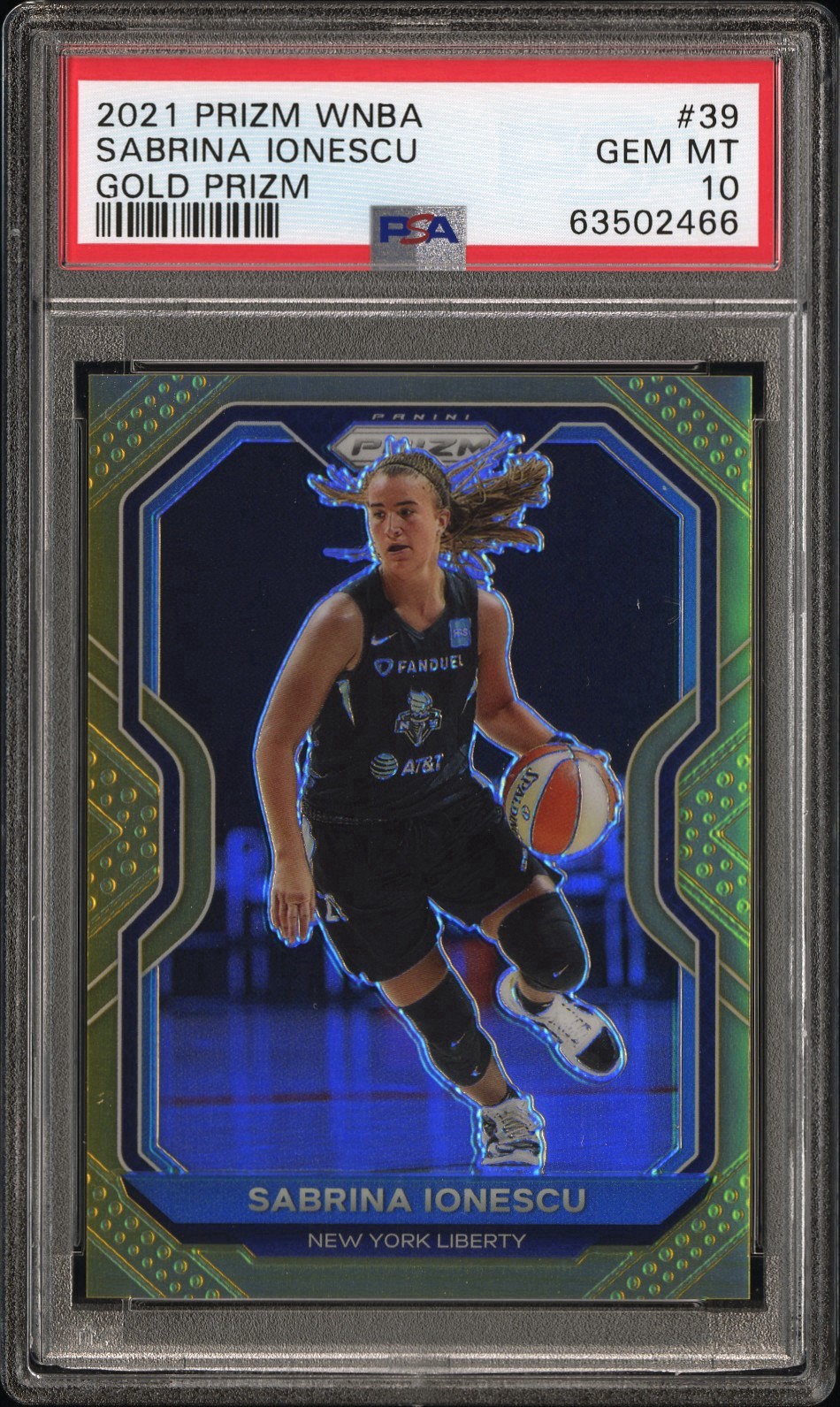 Sabrina Ionescu 2021 Panini WNBA Prizm Gold /10 PSA 10 Pop 1 Card #39