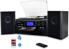 , Giradischi Bluetooth, per CD, Cassette, Radio AM/FM E Ingresso AUX, Porta USB 