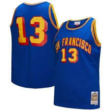 Men's Mitchell & Ness Wilt Chamberlain Royal San Francisco Warriors Hardwood