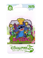 Disney Parks Exclusive Spring Theme Pin 2025 Stitch w/Flowers & Sun LE 3000