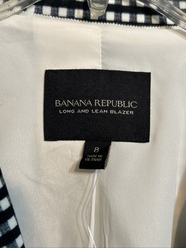NWT Banana Republic Long And Lean Blazer Jacket Size 8 Black White Checks - Picture 6 of 12