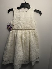 Rare Editions Girls' Ivory Lace Dress with Pearl Accent