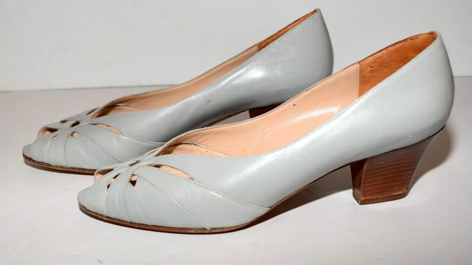 Женские туфли-лодочки Evan Picone серые кожаные с вырезами с открытым носком размер 10 М Италия - Изображение 4 из 4