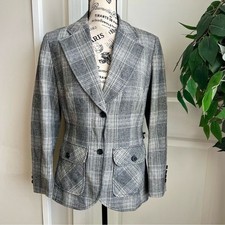 Pendleton Vintage Virgin Wool Classic Plaid Jacket Gray Sz 12