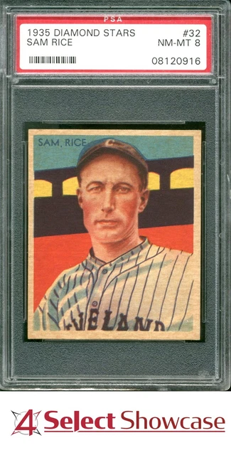 1935 DIAMOND STARS #32 SAM RICE INDIANS HOF PSA 8