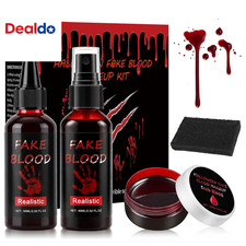 4PCS Halloween Fake Blood Makeup Kit,Washable Fake Blood Spray