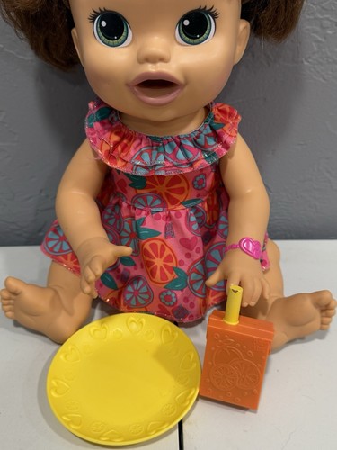 Baby Alive Brown Hair My Super Snacks Snackin Sara Brunette EUC - Picture 3 of 4