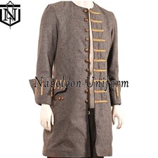 Men  s Grey Wool Frock Coat Jack Sparrow Steampunk Pirate Jacket Medieval Cosplay