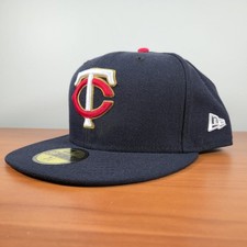 New Era MLB OnField 59Fifty Fitted Cap Minnesota Twins Navy/Red/Gold Sz 7 7/8