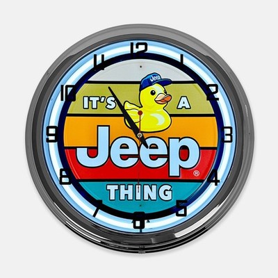 18'' Jeep Duck It's A Jeep Thing Metal Sign Designed White Neon Clock