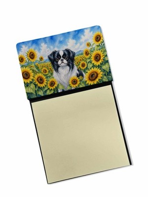 Caroline's Treasures Japanese Chin in Sunflowers Watercolor Sticky Note Holder