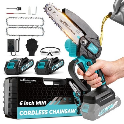 maXpeedingrods 6'' 8'' Cordless for Mini Chainsaw Battery Powered for Wood Cutting