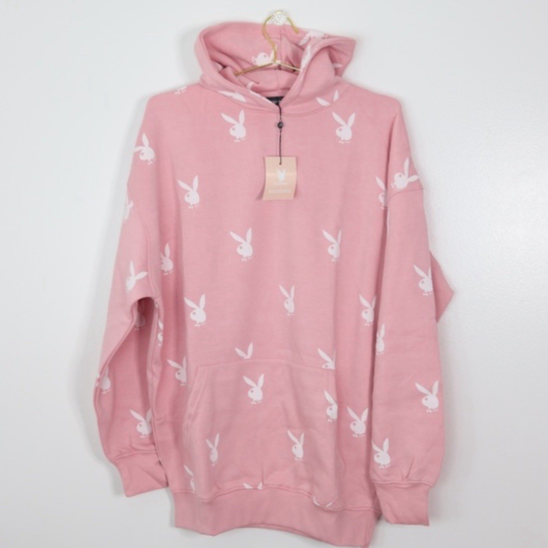 Playboy x Missguided - Pink Bunny Graphic Sweatshirt - Oversized Hoodie - Size 4