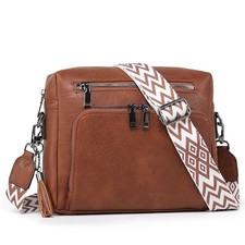 Crossbody Bags for Women Trendy Crossbody Purse Shoulder Handbags Vegan Brown