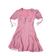 Storia Marjorie Ditsy Tiny Floral Mini Dress Ties V-Neck Women Size M Lined 