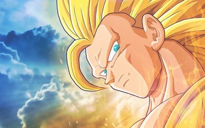 Dragon ball z son goku yellow anime boys aqua eyes Custom Gaming Mat Desk 9183