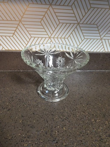 Vintage Anchor Hocking Star of David Footed Bowl  Early American Prescut Glass