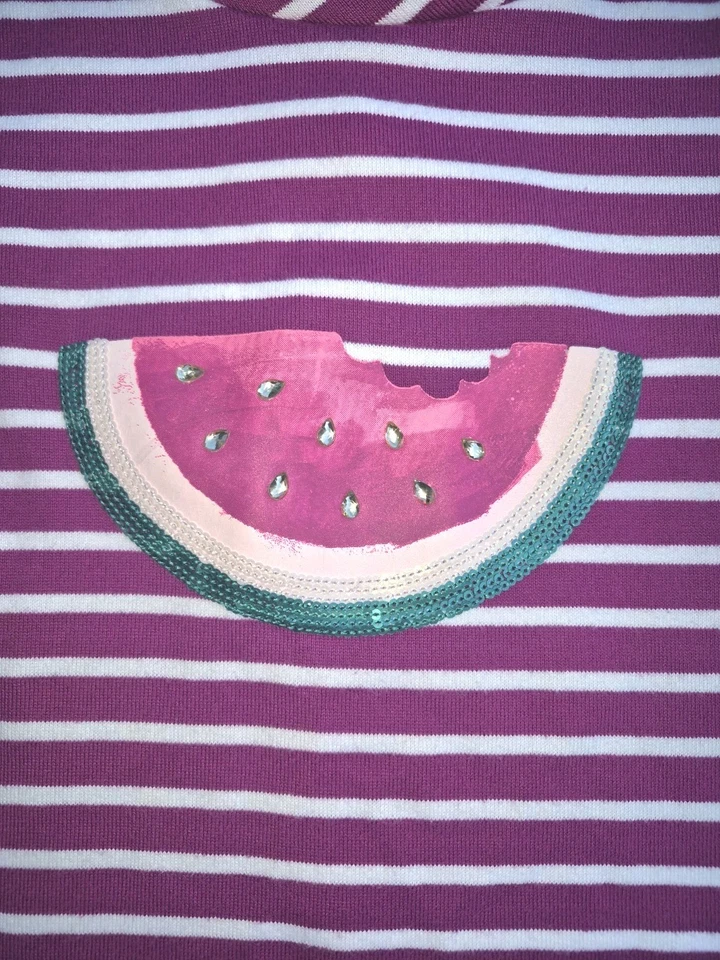 Gymboree Dress Girls Size Small 5-6 Watermelon Purple Stripe Casual Maxi Dress - Image 3 of 4