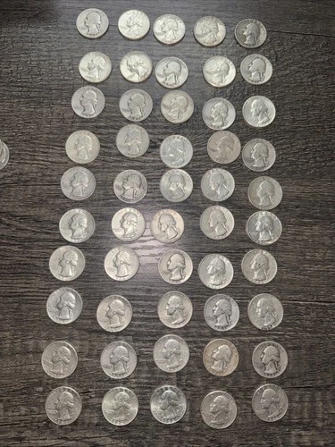 LOT of 50 ~ Washington Silver Quarters $12.50 Face  Value 90% SILVER 1939 - 1964
