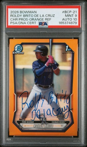 2026 Bowman Chrome Roldy Brito Orange Refractor Full Name Auto /25 PSA 9/10 Mint