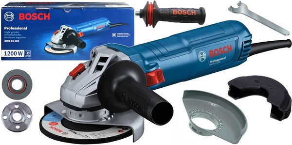 Bosch Winkelschleifer Gws 12-125 + Handgriff + Schutzhaube + ZubehöR 06013A6101-image