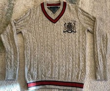 Tommy Hilfiger Long Sleeve V-Neck Tan Pullover Sweater Medium