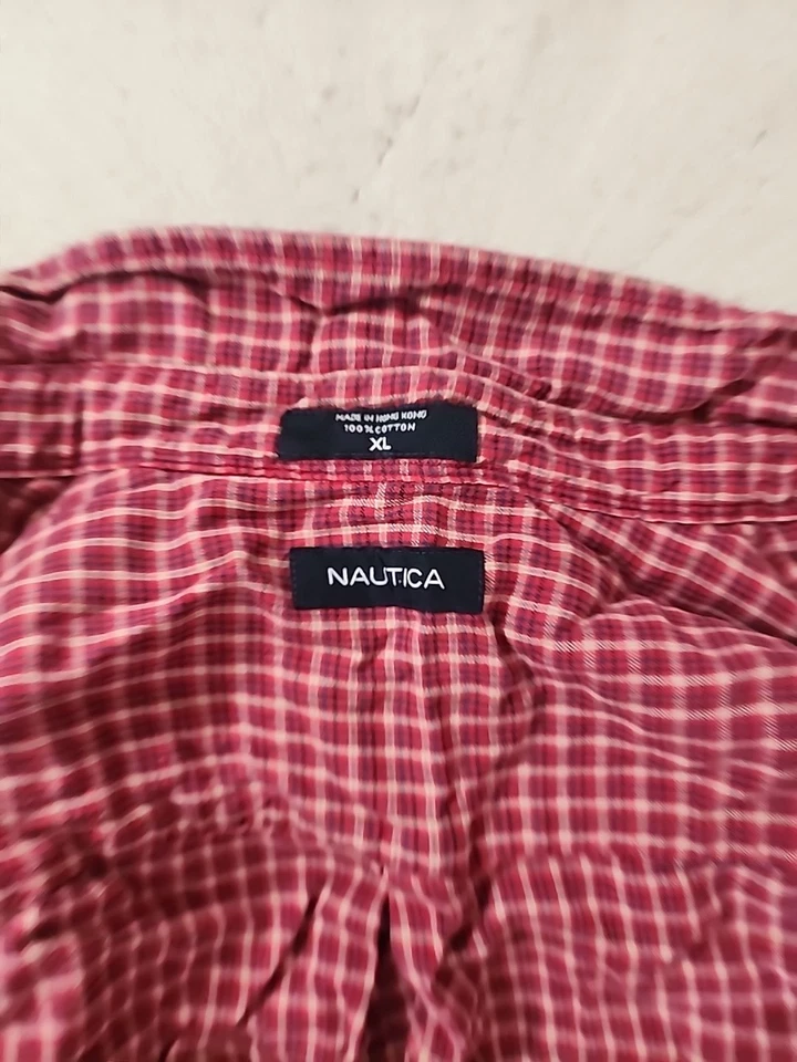 Camisa polar vintage Nautica para hombre roja manga larga talla XL Foto 3 de 3