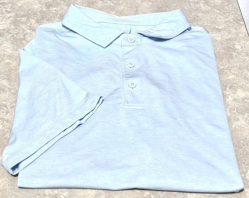 Lululemon-Mens Lite Blue Poly/Spdx SS/3B Summer Athletic Polo Shirt-(M)