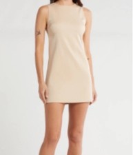 Alice + Olivia Women's Clyde Dress Size 4 A Line Shift Mini Almond Cream