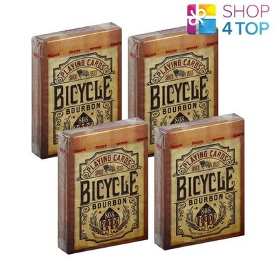 4 Decks Bicycle Bourbon 808 Beweis Spielkarten Kentucky Whiskey Made IN USA Neu