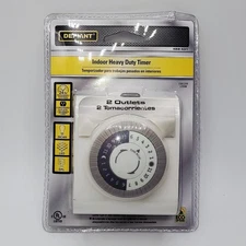 Defiant Indoor Heavy Duty Timer 458431 Dual Outlet 24-Hour Plug-In Light Applian