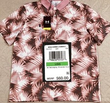 NEW..MEN LARGE UNDER ARMOUR MATCHPLAY PRINTED GOLF POLO MULTICOLOR