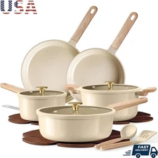Nonstick Ceramic Cookware Set Durable Aluminum Pots Pans 14 Pieces Kitchen Set