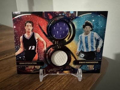 2025 Leaf Glory of The Game Used Stars Collide #/5 John Stockton Diego Maradona