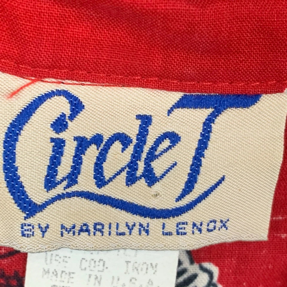 Vestido Midi Vintage Circle T Motivo Rodeo Talla 16 Rojo Negro Bronc Ride Foto 4 de 4