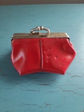 Vintage 1940s Red Hard Plastic Kiss Lock Coin Purse Celluloid Style MId Century