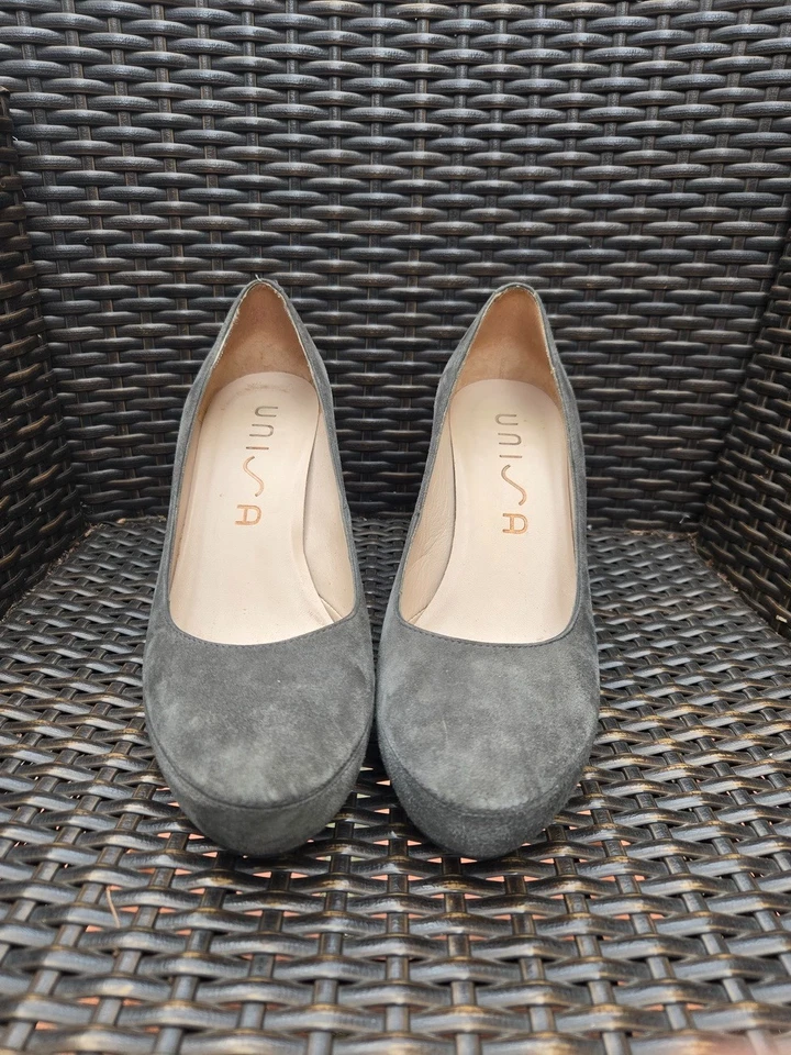 (M098 A05) 👠 Escarpins UNISA en daim gris — plateforme discrète — Taille 40 ✨ - Photo 3/4