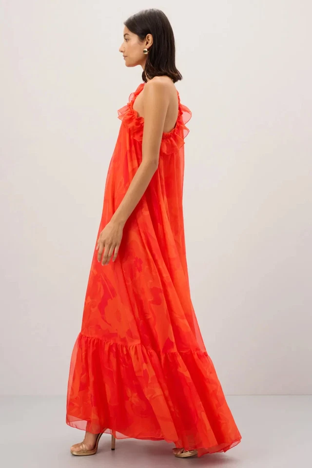 Vestido Leena For Mac Duggal Rosa Floral Un Hombro Volantes Talla 6 (Venta al por menor $498) Foto 3 de 4