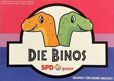 Naklejka Bi Pride Flaga „Die Binos” Dino Naklejka LGBTQ CSD