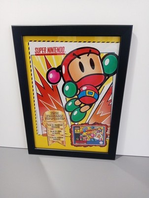 Rare Super Bomberman SNES Werbeblatt Poster Gerahmt Ad Page Framed Werbung Flyer