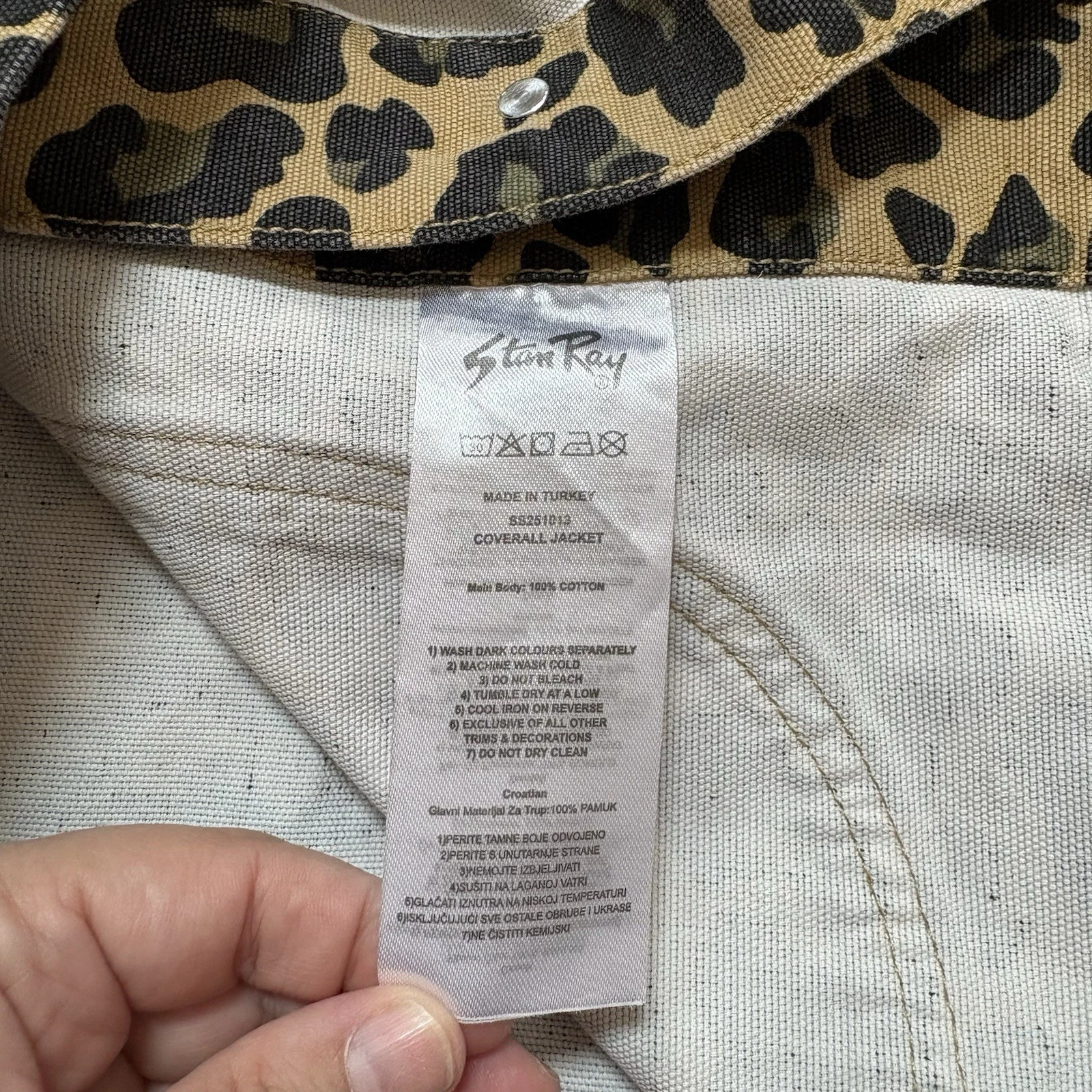 Stan Ray Leopard Print Coverall Chore Jacket Men’s M Workwear Utility image 6