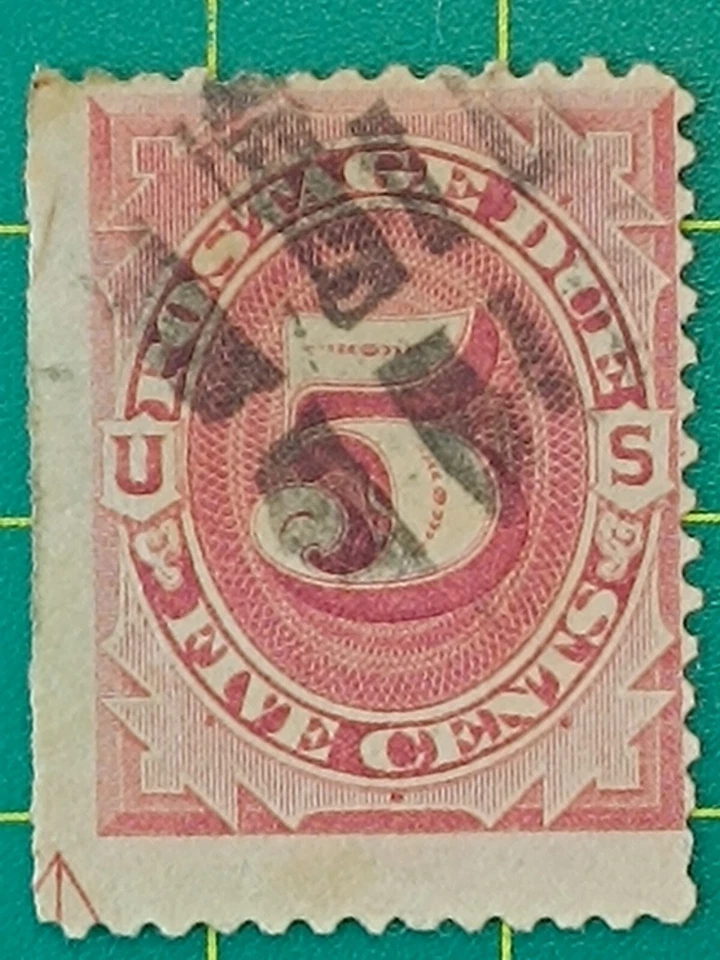 US Stamp,Scott #J25 1891,5c used,Guide Line Arrow Lower Left Corner,Fine,Rare - Image 3 of 4
