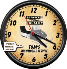 Your Choice Name Custom Brand Snowmobile Racing Vintage Service Sign Wall Clock