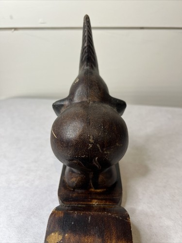 Vintage Wooden Carved Elephant Wedge Door stopper 10" - Picture 10 of 18