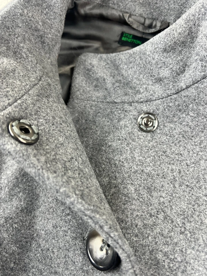 Stile Benetton женщин серый шерсти смесь Peacoat Куртка Пальто карманы размер 42 - Изображение 3 из 4
