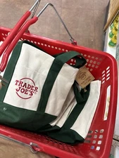 Trader Joe’s Mini Canvas Tote Bag (GREEN) NEW WITH TAGS !!!