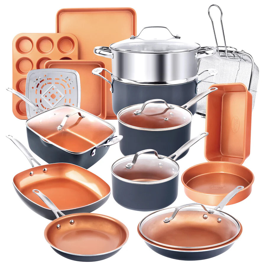 Gotham Steel 20Pc Pots and Pans Set 1922FEC - Long Lasting, Dishwasher/Oven Safe