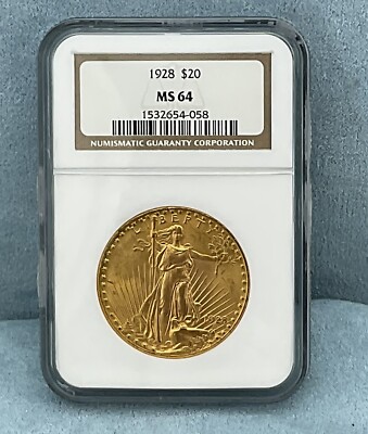 MS 64 NGC 1928 $20 Saint-Gaudens Gold Double Eagle Coin | eBay