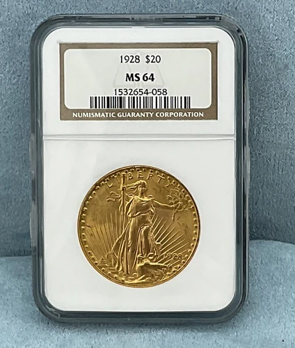 MS 64 NGC 1928 $20 Saint-Gaudens Gold Double Eagle Coin