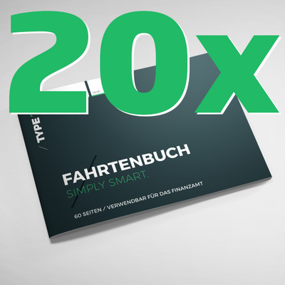 20er Pack - Type 7 Premium-Fahrtenbuch DIN A6, 60 Seiten, für Finanzamt geeignet